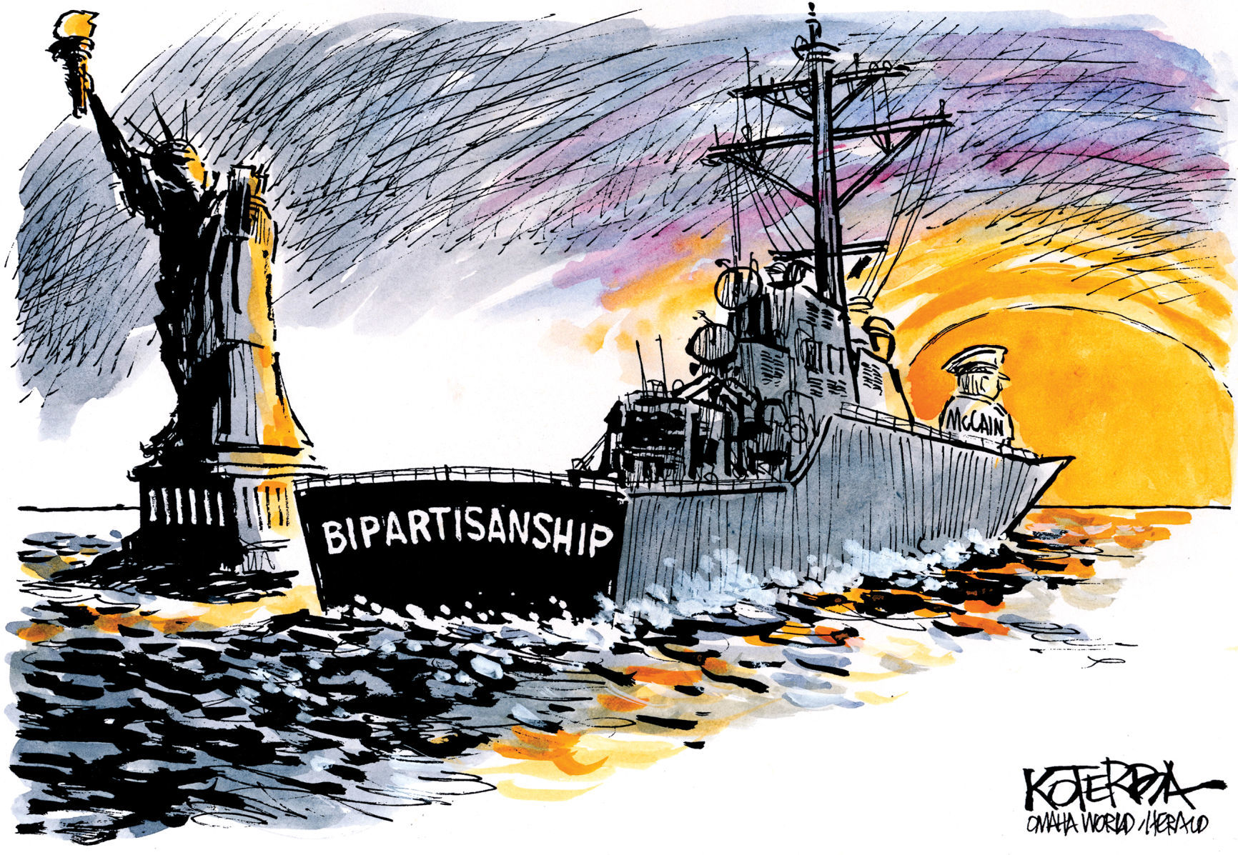 Into the Sunset by Jeff Koterba, Omaha World Herald